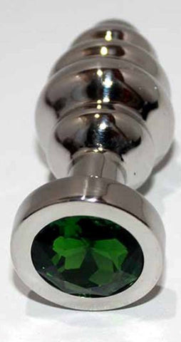 Ribbed Jewelled Butt Plug Small - Fancy Dress Ups