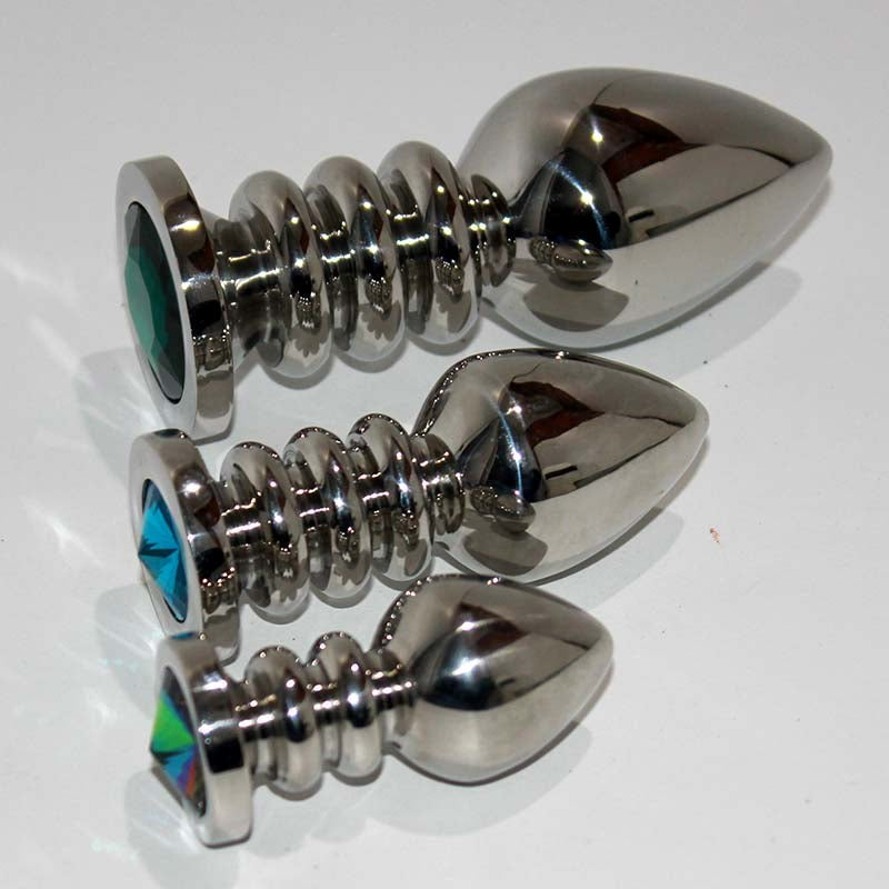 Ribbler Metal Jeweled Medium Butt Plug - - Steel Sex Toys