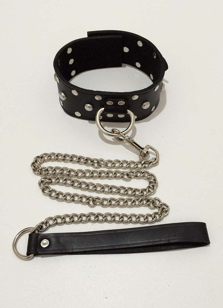 Sensual Studded Collar With Lead - Fancy Dress Ups