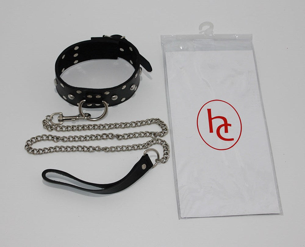 Sensual Studded Collar With Lead - Fancy Dress Ups