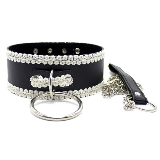 Sexy Lace Slave Collar With O-Ring - Collars and Leads