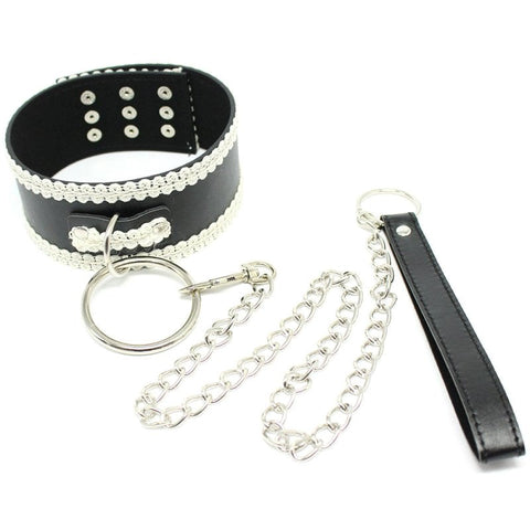 Sexy Lace Slave Collar With O-Ring - Collars and Leads