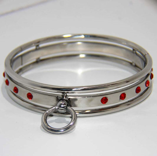 Steel Jeweled Slave Collar XLarge - Anal Beads and Balls