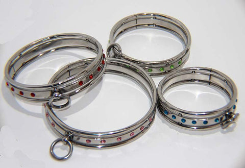Steel Jeweled Slave Collar XLarge - Anal Beads and Balls
