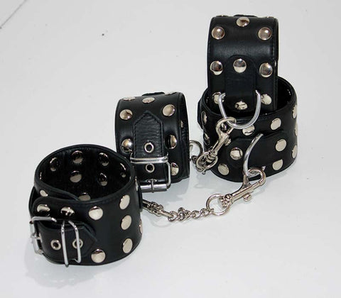 Xtreme Leather Studded Wrist & Ankle Cuffs - Cuffs and Restraints