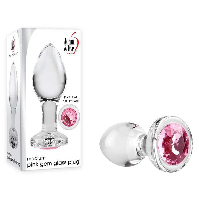 Adam & Eve Pink Gem Glass Plug - - Butt Plugs