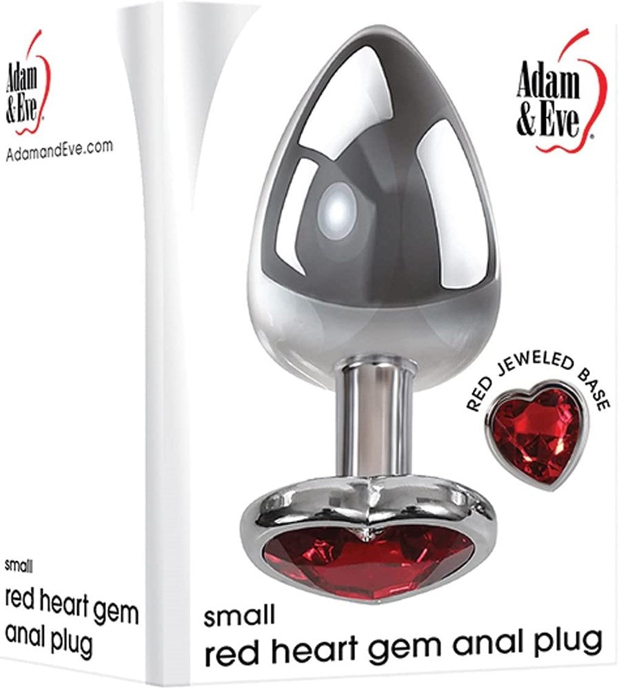 Adam & Eve Red Heart Gem Anal Plug - - Butt Plugs