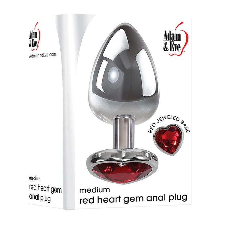 Adam & Eve Red Heart Gem Anal Plug - - Butt Plugs