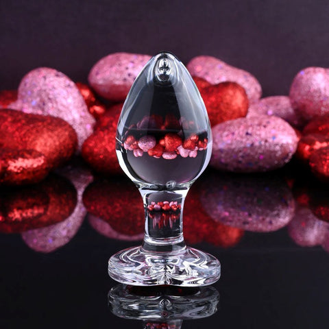Adam & Eve Red Heart Gem Glass Plug - Butt Plugs