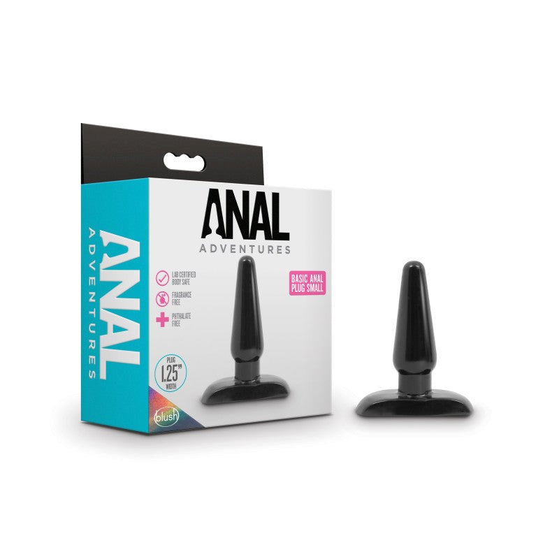 Anal Adventures Basic Anal Plug - Black - - Butt Plugs