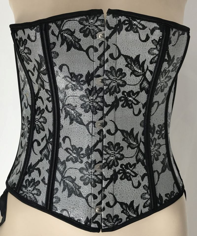 Black and Silver Floral Corset - Bustiers and Corsets