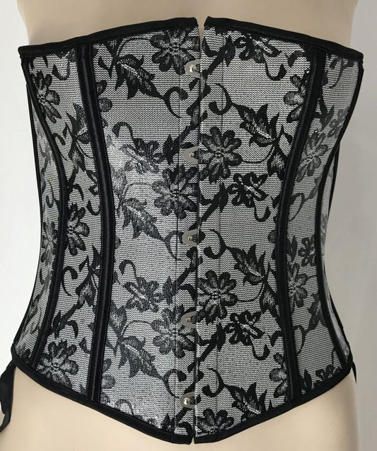 Black and Silver Floral Corset - Bustiers and Corsets