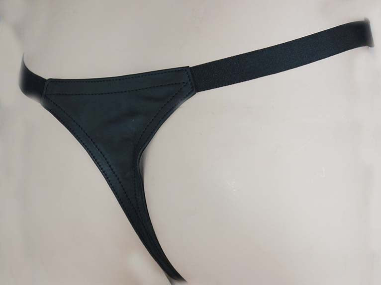 Black Leather Male Jock with Zipper - - Jocks and G-Strings