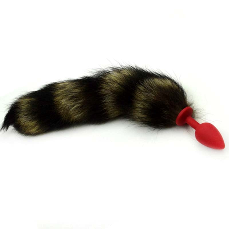 Brown Faux Fox Tail Rose Silicone Butt Plug - - Butt Plugs