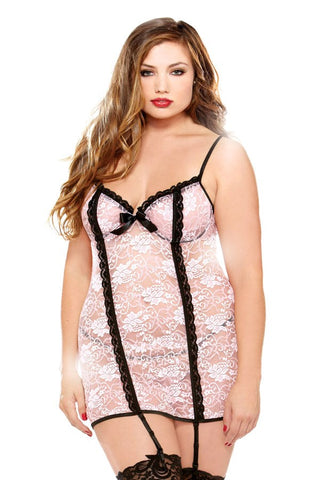 Curve Chemise & Matching Thong & Ribbon - Babydolls and Chemises