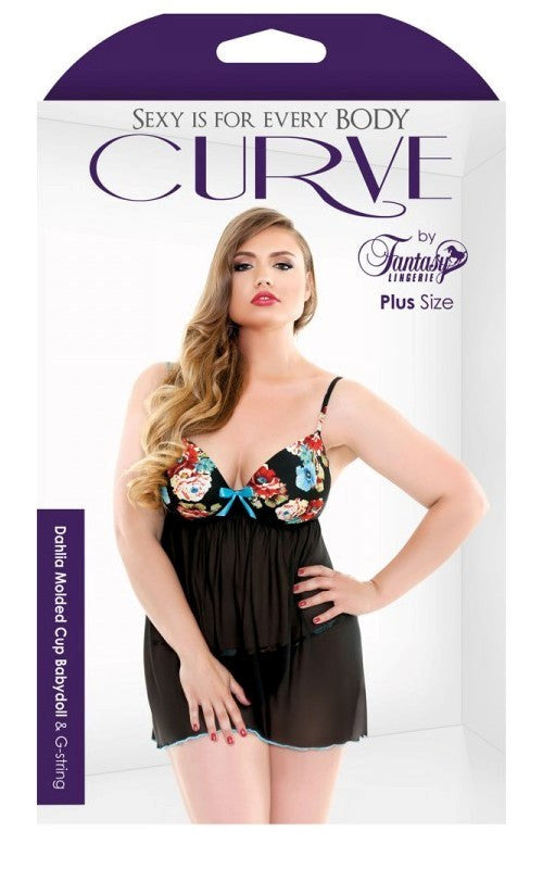 Curve Dahlia Molded Cup Babydoll And G-String - Babydolls and Chemises