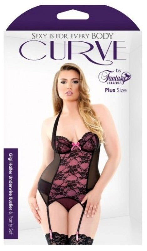 Curve Gigi Halter Underwire Bustier And Panty - - Bustiers and Corsets