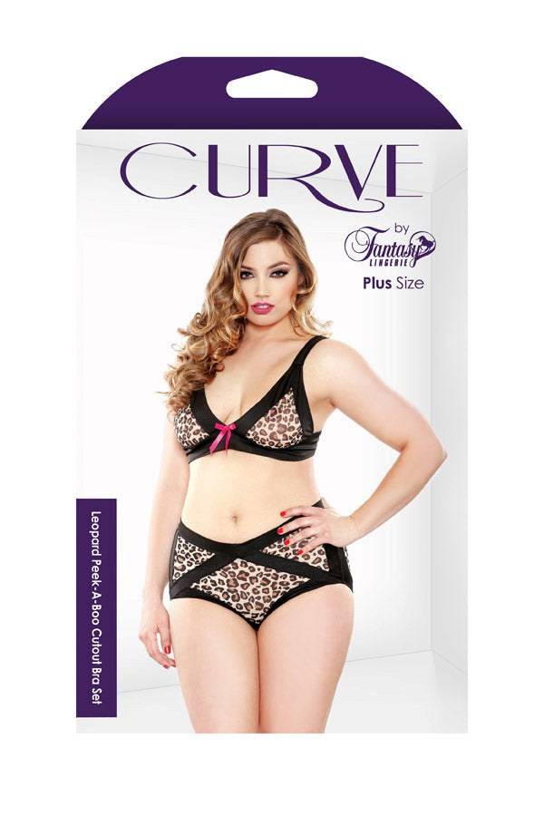 Curve Leopard Peek-A-Boo Cutout Bra Set - - Bras and Bra Sets