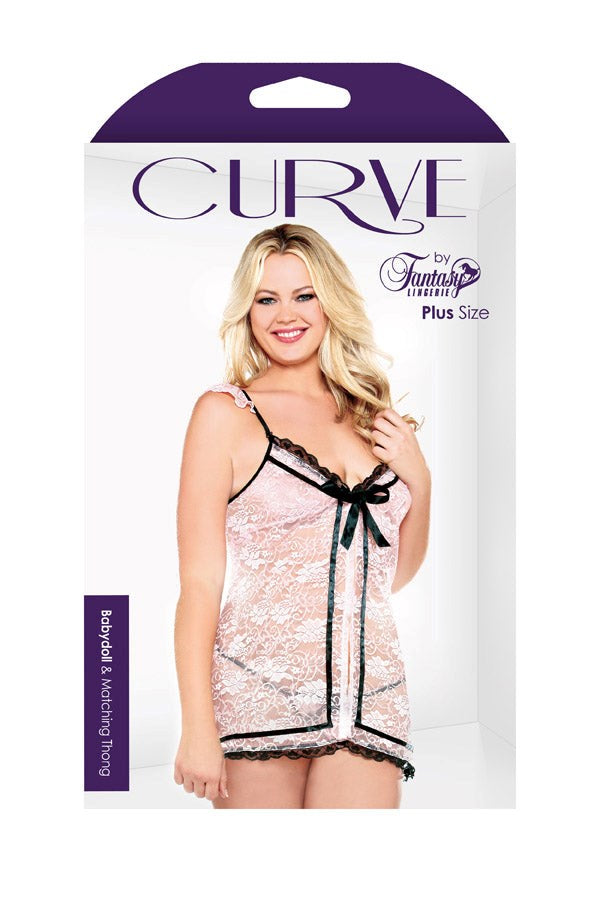 Curve Ribbon Front Babydoll & G-string - - Babydolls and Chemises