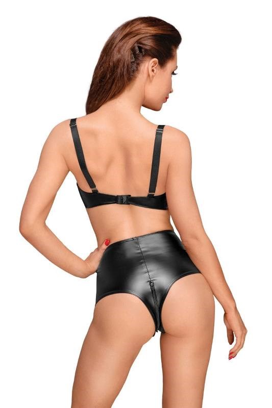 Decadence Powerwetlook High-Waisted Shorts with Handmate Pleats - - Her Fetish