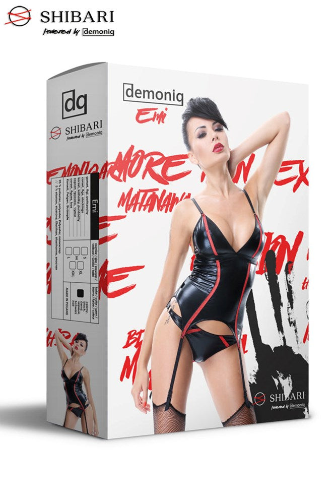 Demoniq Emi Black Corset - Body Stockings