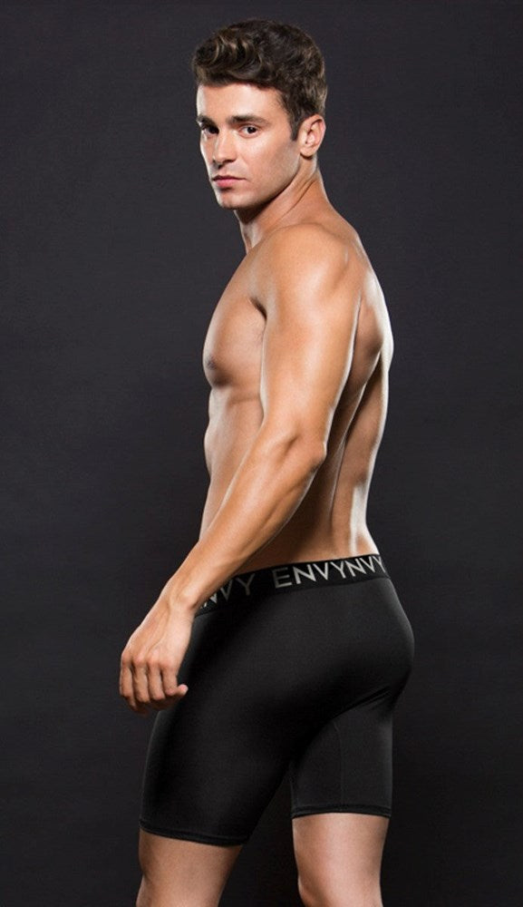 Envy Micro LowRise Logo Athletic Long Boxer Black - Jocks and G-Strings