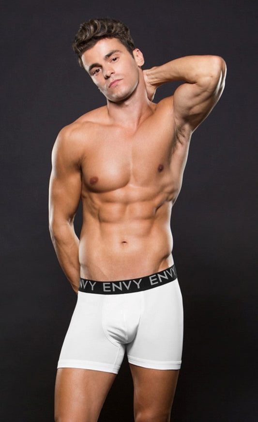 Envy Micro LowRise Logo Elastic Boxer White - Jocks and G-Strings