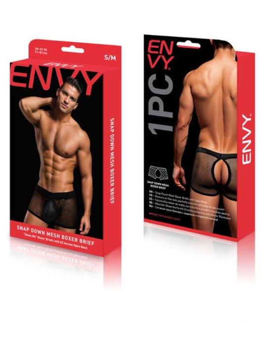 Envy Menswear - Sleek Snap Down Mesh Boxer Briefs - Mens Briefs And Boxers