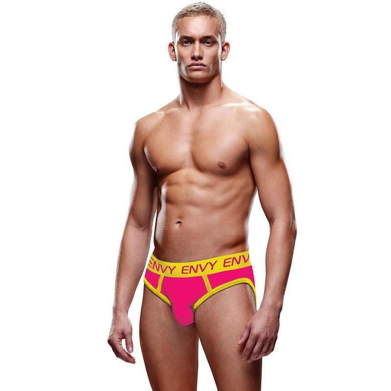 ENVY Solid Jock - Pink/Yellow Mens Underwear - Jocks and G-Strings