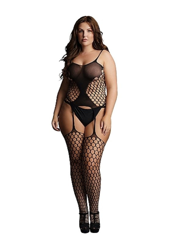 Fence Net Suspender Bodystocking - - Body Stockings