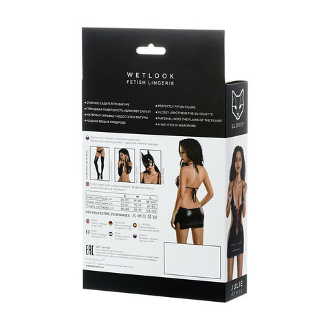 Glossy Dress Wetlook w Red Laces Julie - Bras and Bra Sets