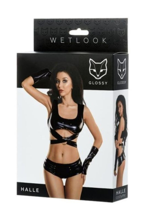 Glossy Wetlook 3 Pc Set Halle - Bras and Bra Sets