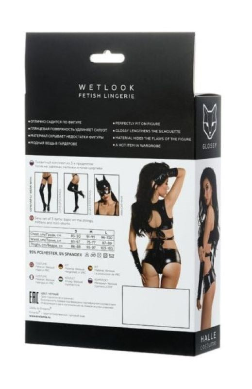 Glossy Wetlook 3 Pc Set Halle - Bras and Bra Sets