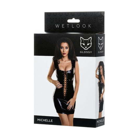 Glossy Wetlook Dress w Studs Michelle - Bras and Bra Sets