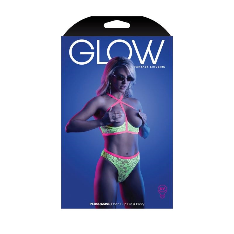 Glow Persuasive Open Cup Bra & Panty - - Bras and Bra Sets