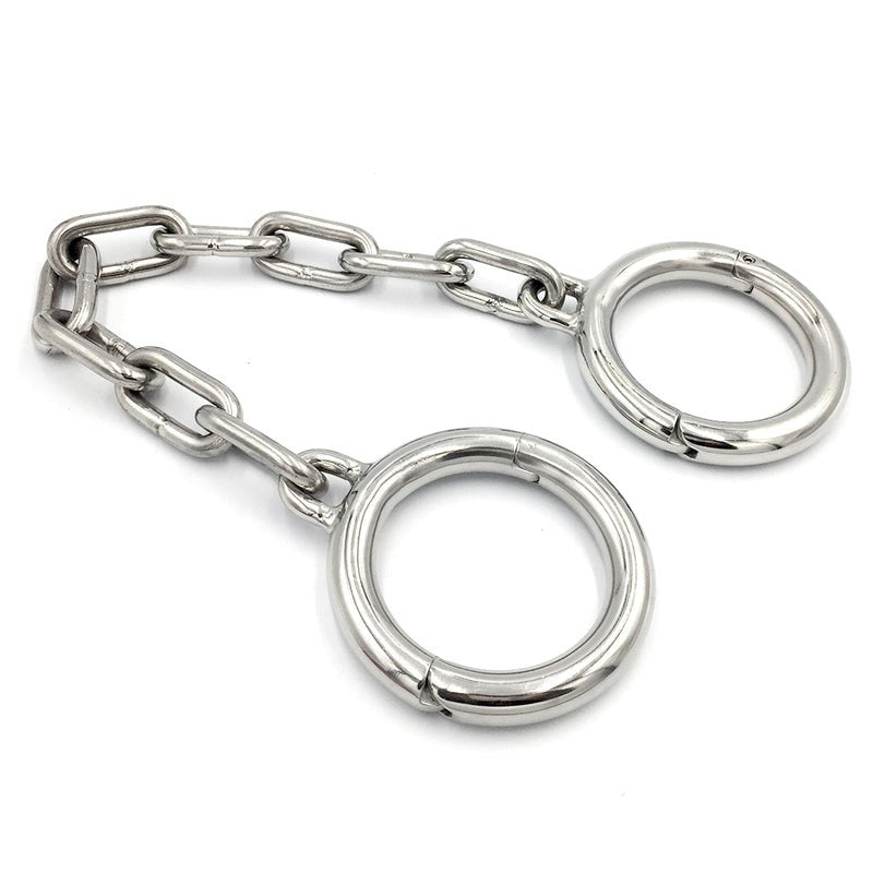 Heavy Duty BDSM Play Metal Ankle Cuffs with Chain - - Steel Sex Toys