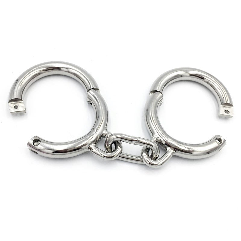 Heavy Duty BDSM Play Metal Ankle Cuffs with Chain - - Steel Sex Toys