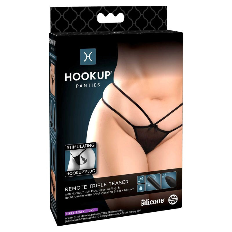 Pipedream HOOKUP Remote Triple Teaser With Butt Plug - Remote Control Vibrators