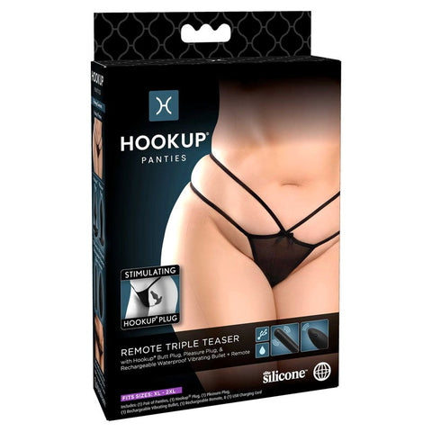 Pipedream HOOKUP Remote Triple Teaser With Butt Plug - Remote Control Vibrators