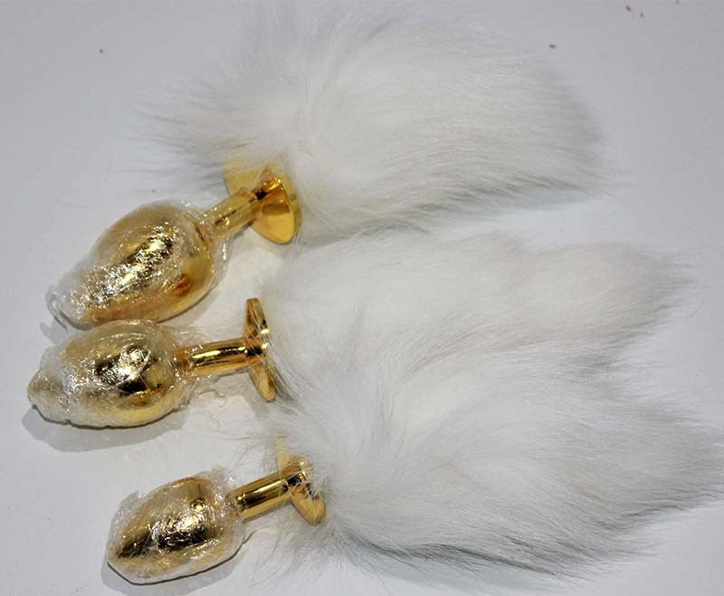 Kitten Tail Metal Butt Plug Gold - - Steel Sex Toys