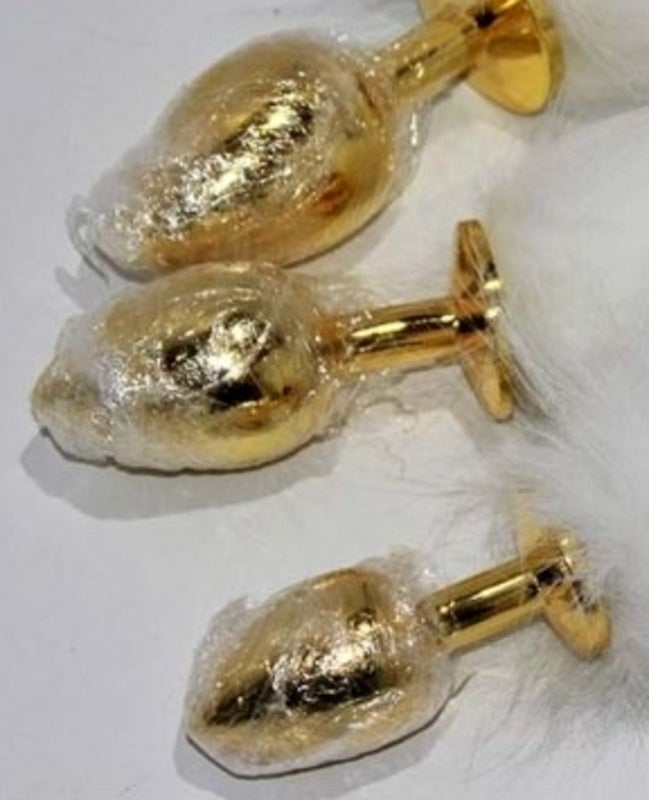 Kitten Tail Metal Butt Plug Gold - - Steel Sex Toys