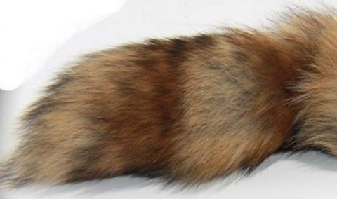 Long Brown and Blonde Fox Tail Silver Smooth Butt Plug - Steel Sex Toys