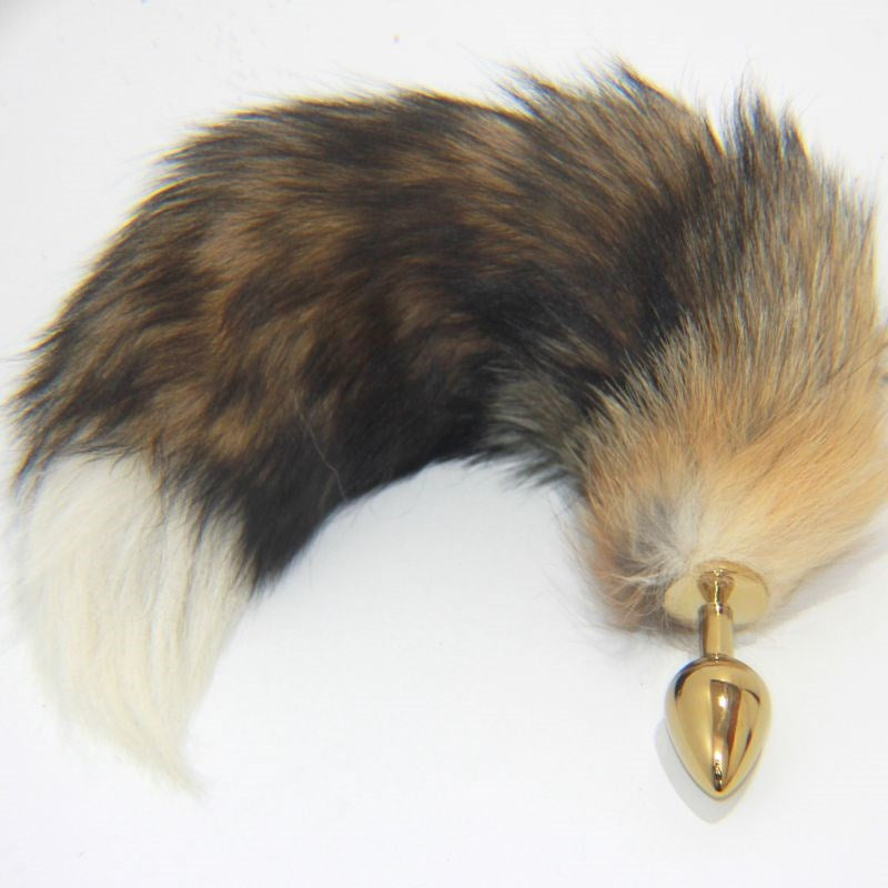 Long Fox Tail Steel Butt Plug Gold - - Steel Sex Toys