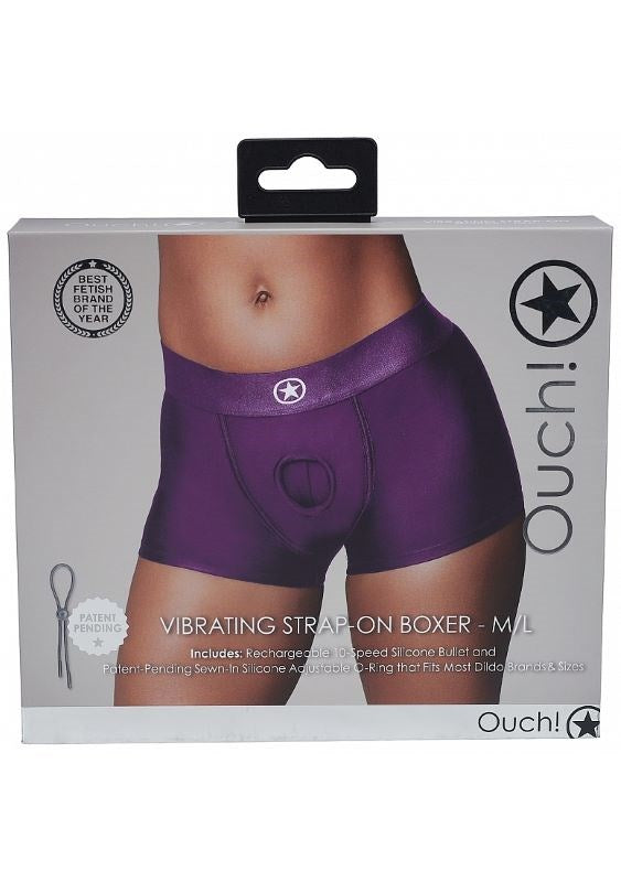 Ouch! Vibrating Strap-on Boxer - Purple - - Strap On Sextoys