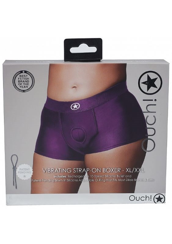 Ouch! Vibrating Strap-on Boxer - Purple - - Strap On Sextoys