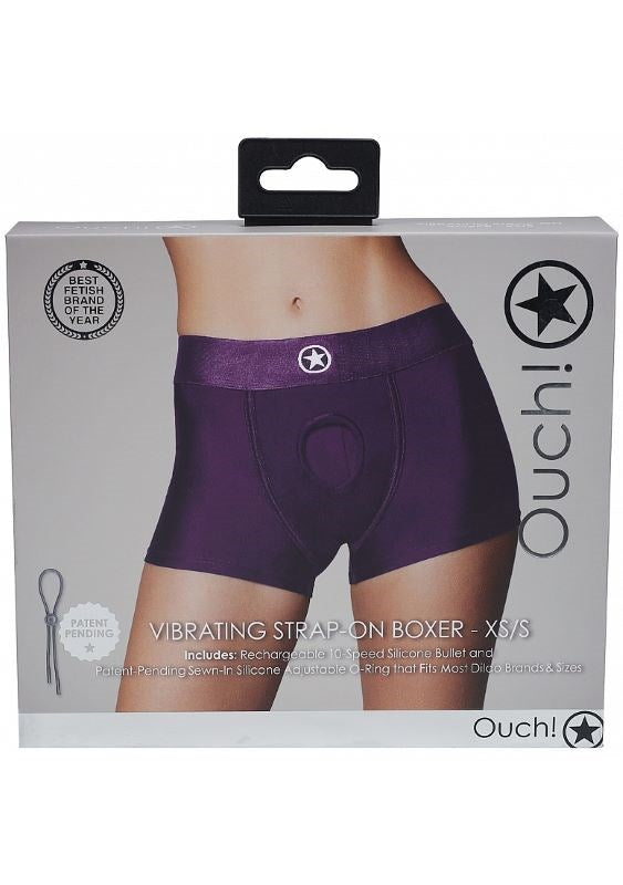 Ouch! Vibrating Strap-on Boxer - Purple - - Strap On Sextoys