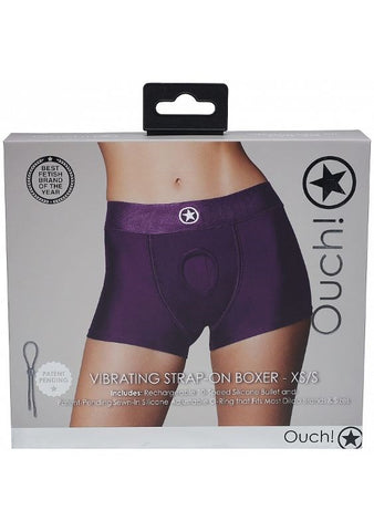 Ouch! Vibrating Strap-on Boxer - Purple - Strap On Sextoys