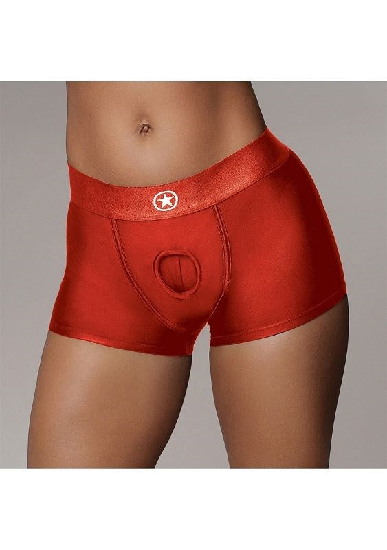 Ouch! Vibrating Strap-on Boxer - Red - - Strap On Sextoys