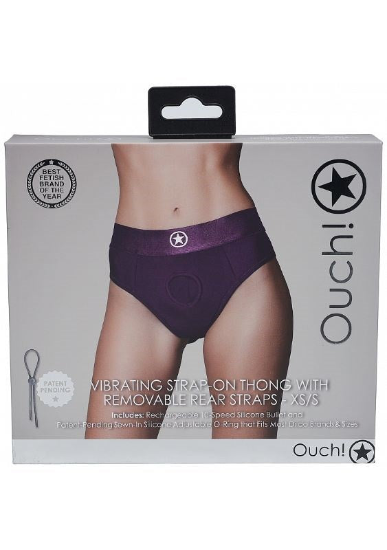 Ouch! Vibrating Strap-On Thong with Removable Straps - - Strap On Sextoys