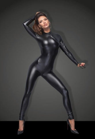 Power Wetlook Overall With Leash And 2 Way Zipper - Her Fetish